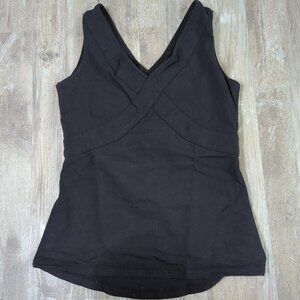 Lululemon Black V Neck Wet Dry Warm Wide Strap Activewear Pullover Tank 29"